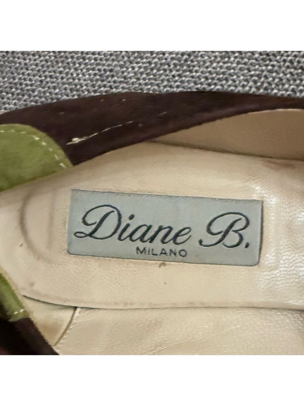 Women’s Diane B Milano Suede Green Brown Shoes Vintage Italy 38.5 Used - Picture 13 of 15
